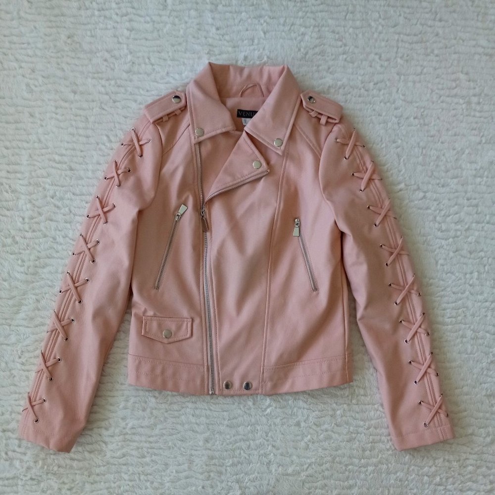 NWOT Venus Faux Leather Lace Up Jacket Moto Size XS